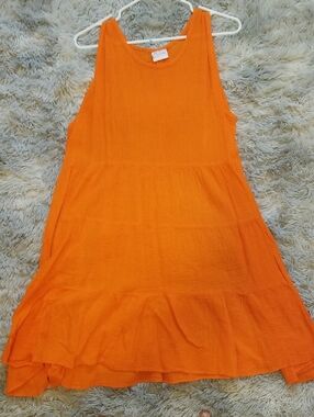 Gauzy Orange Tiered Swing Dress/Coverup